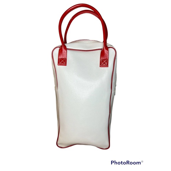 Vintage Hazel Bag Wine Holder Red White Vinyl Made In USA Brown Retro Cottage - Picture 1 of 7